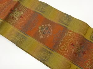 縞に色紙・華文模様織出し名古屋帯